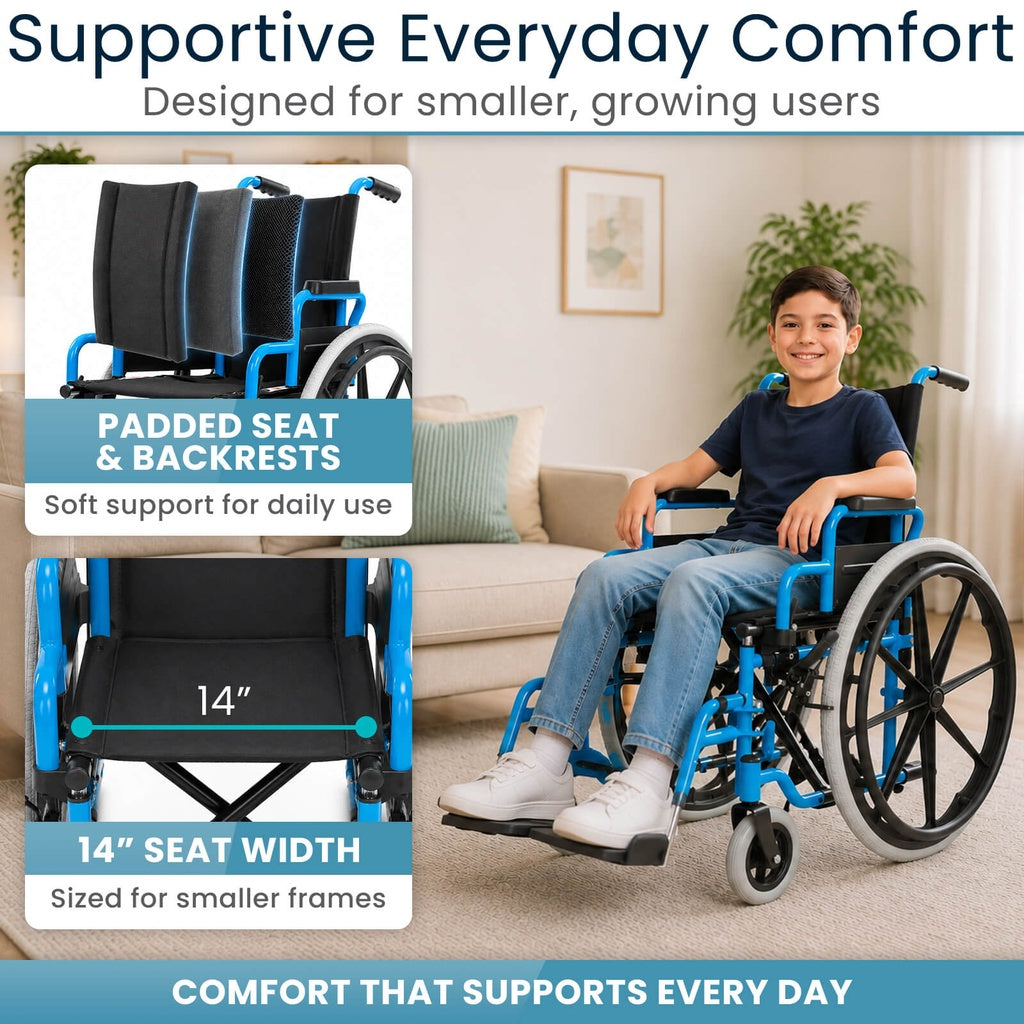 Electric Blue Pediatric Wheelchair
